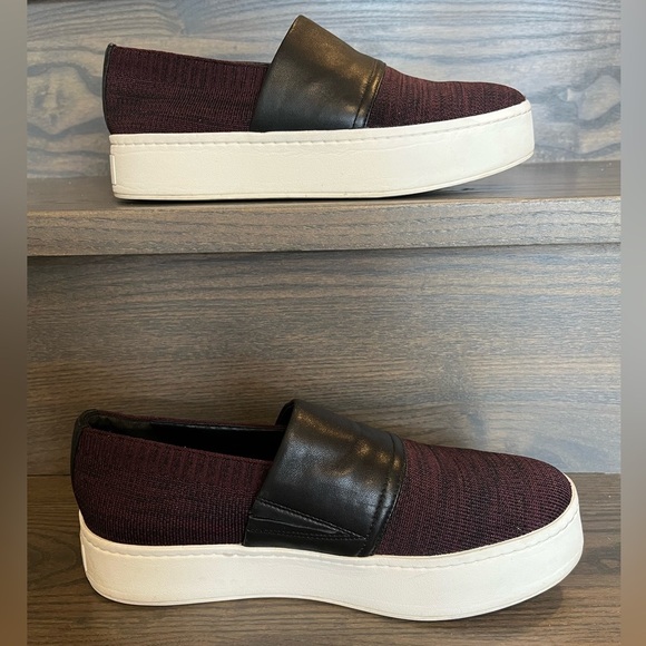 Vince Ward Knit Platform Slip-On Sneaker in Bordeaux Size 8 - Picture 7 of 9